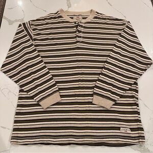 Vintage Levi’s 90s Y2K Striped Long Sleeve Thermal Henley Shirt Mens XL Grunge